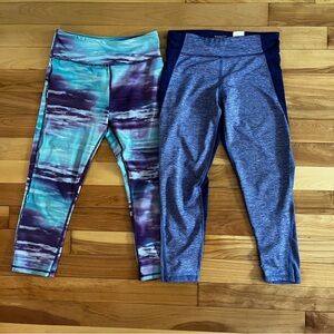 Girls Purple and Gray Crop Leggings Athletic Bottoms Bundle